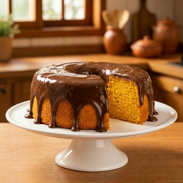 Bolo de cenoura com cobertura de chocolate