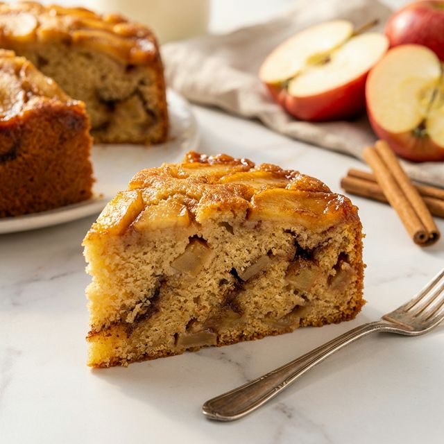 Bolo de maçã com iogurte dourado e aromático