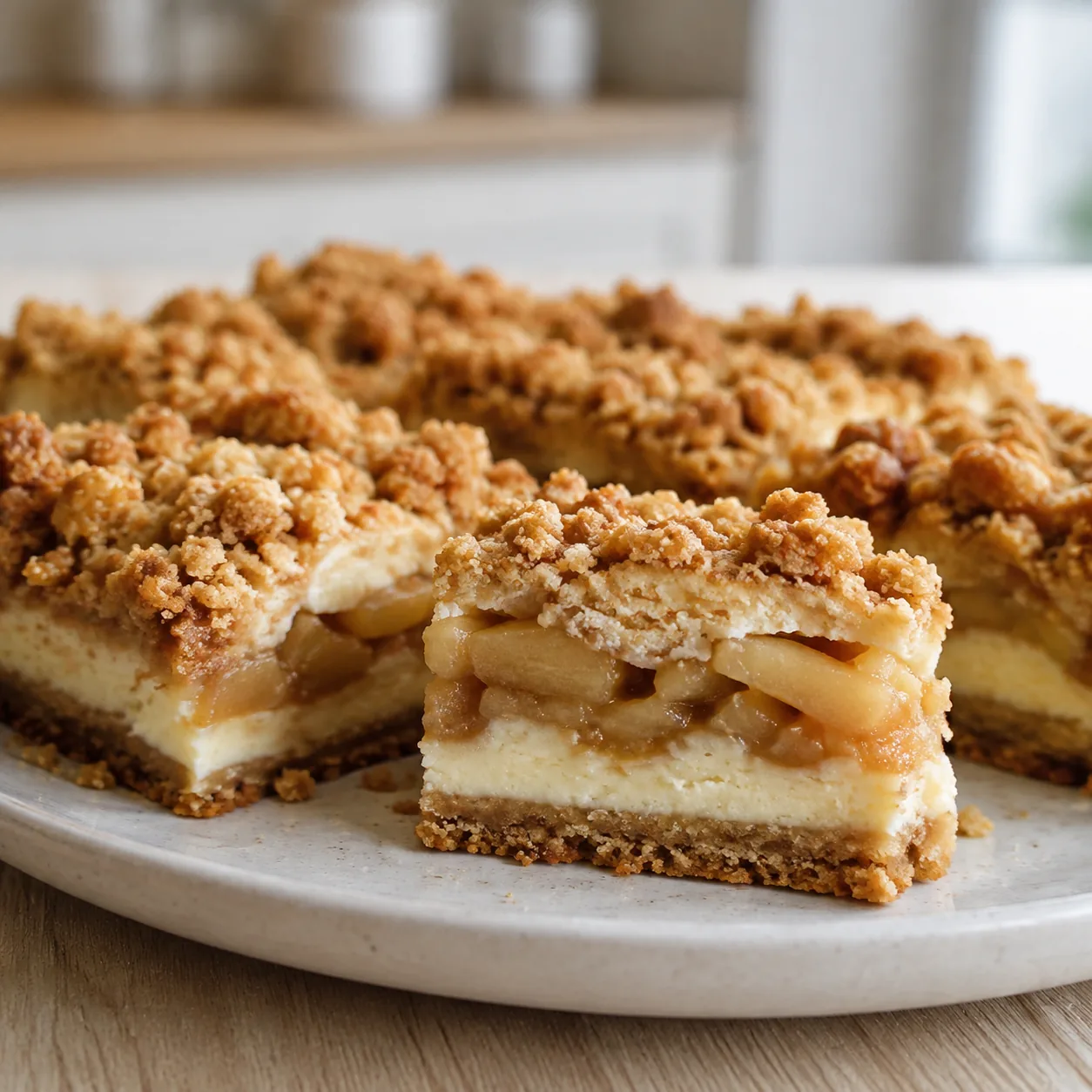 Quadrados de Cheesecake de Maçã com Farofa Doce